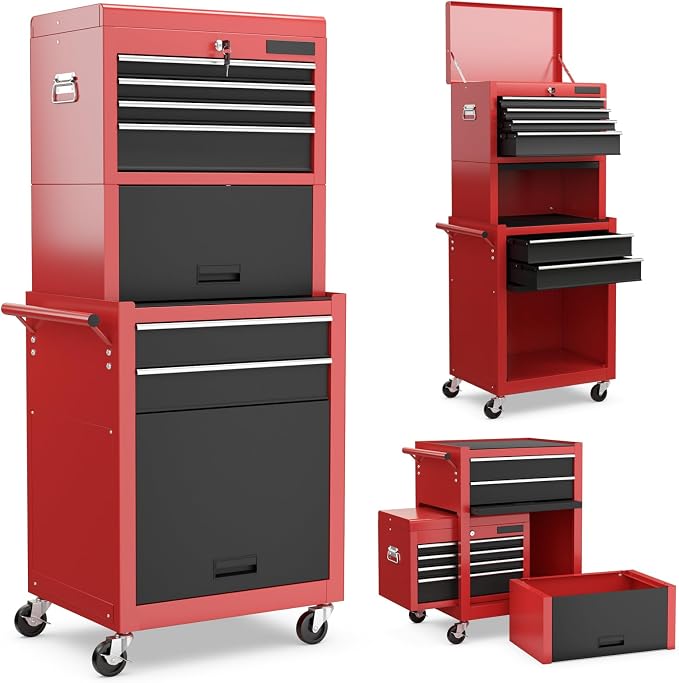 Goplus Tool Chest, 3-in-1 Rolling 6 Drawers Tool Cabinet by Goplus