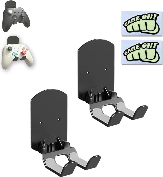 2 Packs Wall Holder Hook for Video Game Controllers, No Drill Black | Night by Unknown