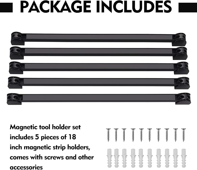 5 Pack Magnetic Tool Holder, Magnetic Strips Tool Magnet Bar PVC Coated - Image 5