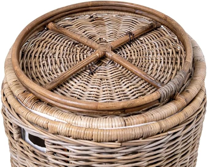 The Basket Lady Round Kubu Wicker Laundry Hamper, Extra Large, 23 in Dia x 28 - Image 6