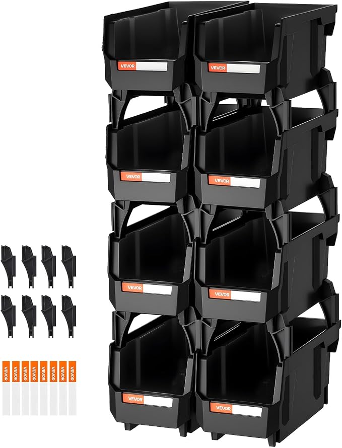VEVOR Plastic Stackable Storage Bins, 10.9 x 5.5 x 5.1 inch, Plastic Containers by VEVOR