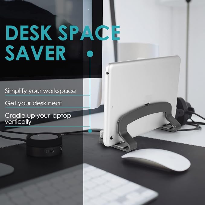 LOTEYIKE Aluminum Vertical Laptop Stand, MacBook Pro Laptop Vertical Stand Dock - Image 5