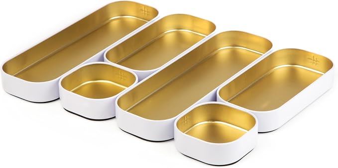 Three by Three Seattle 6 Piece Shallow Metal Organizer Tray Set by ThreebyThreeSeattle