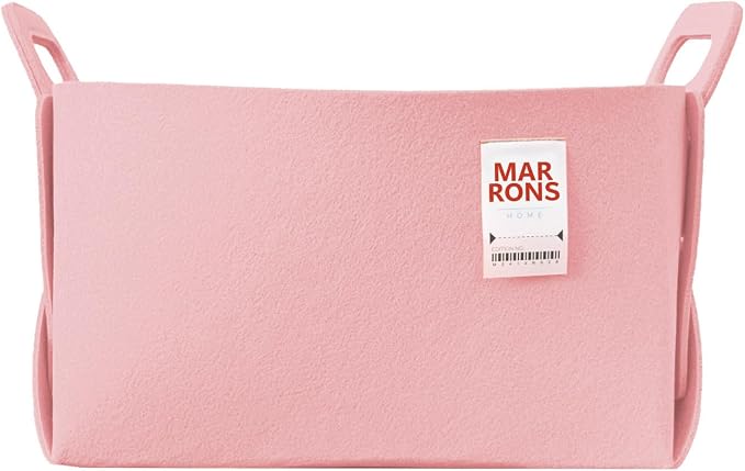 Collapsible Felt BABYPINK Storage Bin Large 14.6"x9.4"x9.4" – Foldable Basket by MARRONS