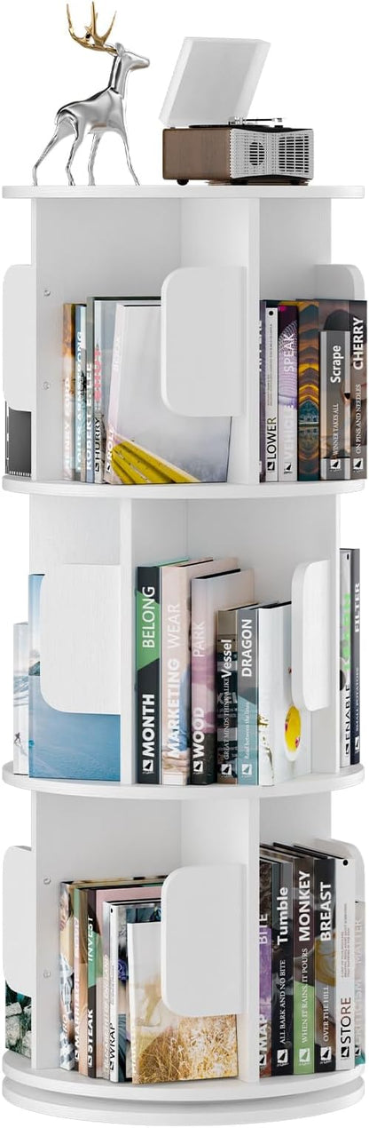 3-Tier 360° Rotating Bookshelf, Round Floor Standing Bookcase - Image 2