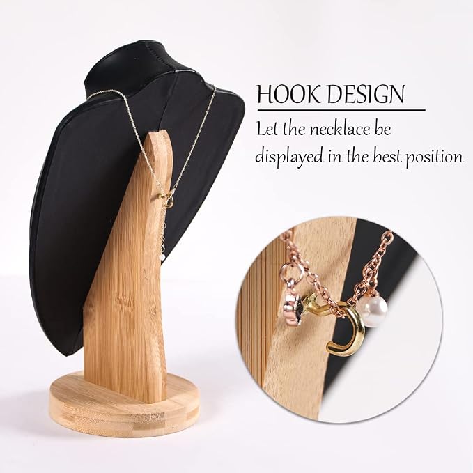 Coward 3D PU Leather Necklace Display Bamboo Chain Jewelry Model Bust Stand - Image 3