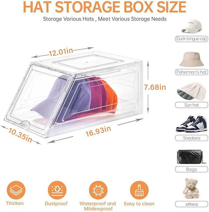 4 Pack Hat Organizer for Baseball Caps, Large Clear Cap Organizer - Image 2