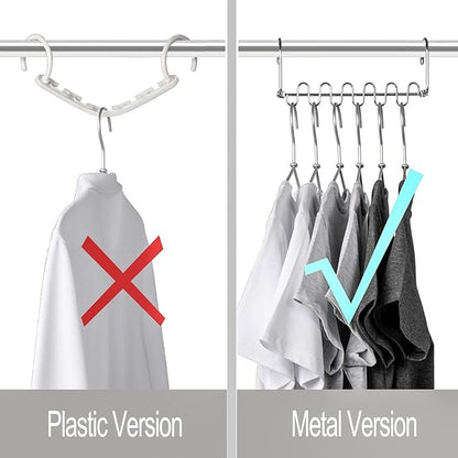 KLEVERISE 12 Pack Metal Space Saving Hangers, Stainless Steel Hangers, Magic - Image 6