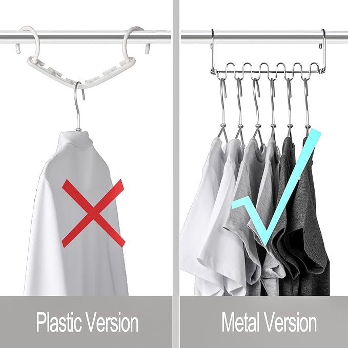 KLEVERISE 8 Pack Metal Space Saving Hangers, Stainless Steel Hangers Space - Image 6