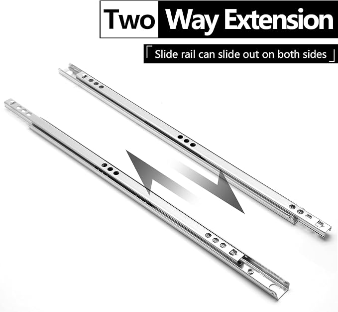 12 Inch Drawer Slides, 0.7" Wide, Ball Bearing, Two Way Slide Track Rail - Image 3