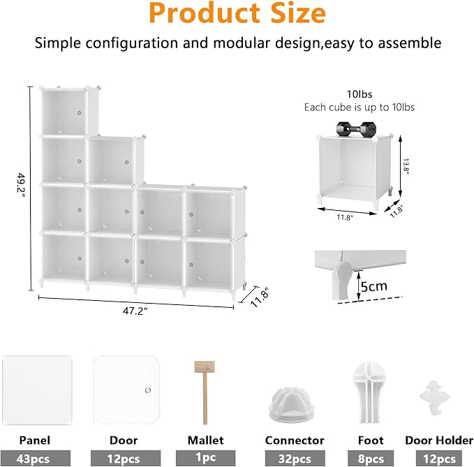 AWTATOS Cube Storage Closet Organizer 12 Cube Storage Shelves - Image 3