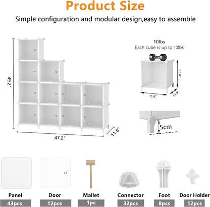 AWTATOS Cube Storage Closet Organizer 12 Cube Storage Shelves - Image 3