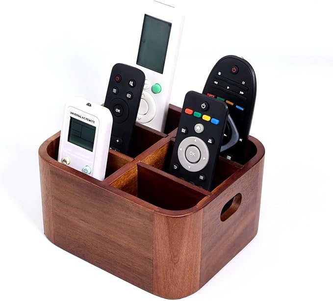 LYNG Acacia Wood Remote Control Holder Caddy, Solid Wood Organizer by Unknown