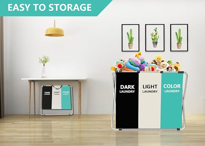 1-Pack Large Laundry Basket, Waterproof, Freestanding Laundry Hamper, - Image 4