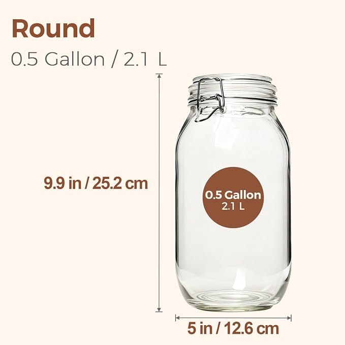 ComSaf Large Glass Jars with Lid 0.5 Gallon, Large Mason Jars Set of 3 - Image 2