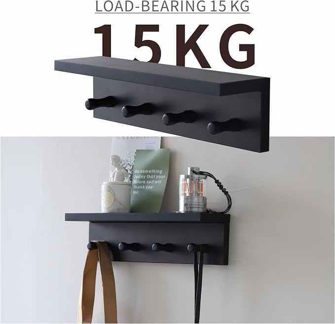 Entrance Coat Rack ，Coat Hooks, Wall-Mounted Wooden Hook Rack, Wall-Mounted - Image 2