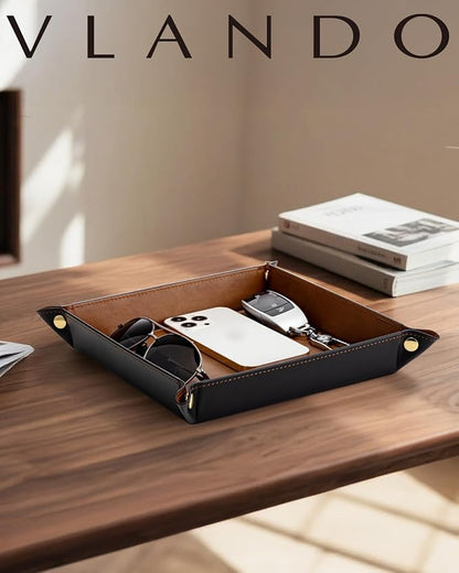 VLANDO Valet Tray Organizer, PU Leather Catchall Tray - Image 2