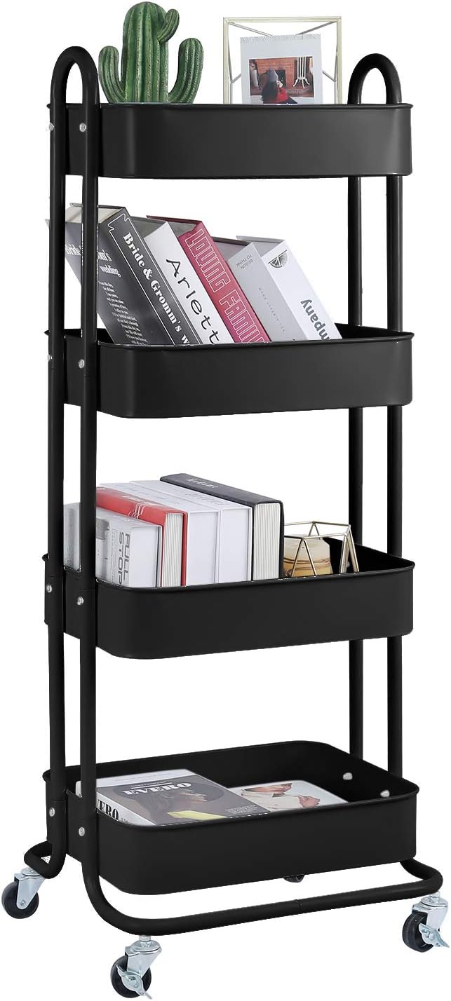 4-Tier Metal Mesh Utility Rolling Cart Storage Organizer Shelf Rack by MelodyHouse
