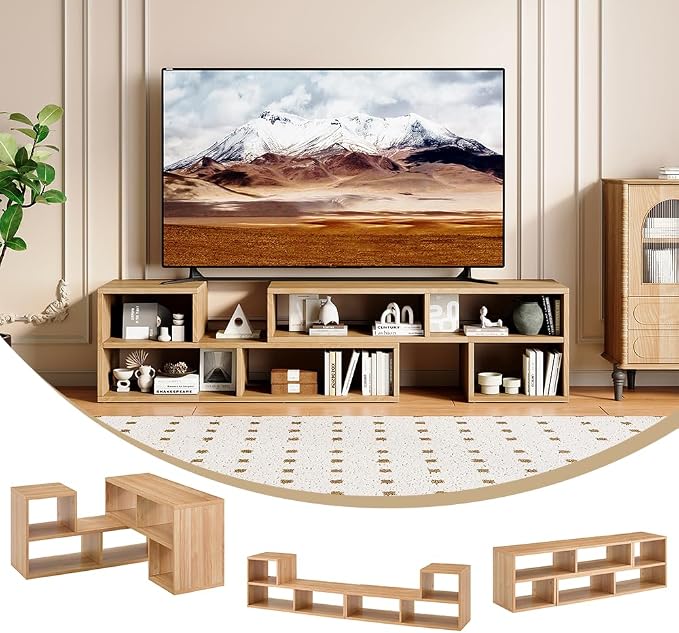 L-Shaped TV Stand for TVs up to 50''+, Modular TV Stand Light Wood | Modern by Japovker