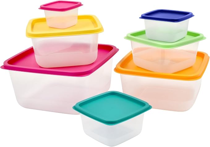 14 Pack Rainbow Multi Color Plastic Food Storage Containers - Image 5