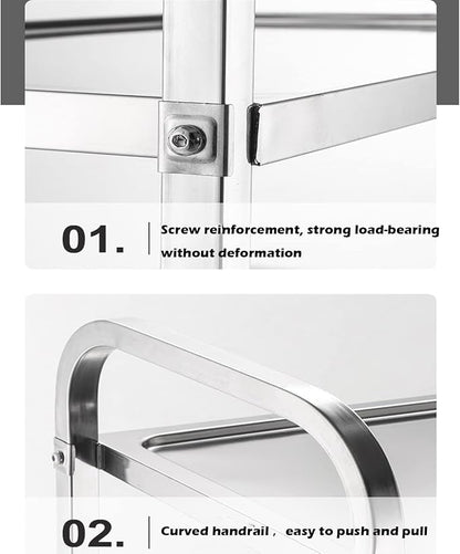 uyoyous 3 Tier Stainless Steel Utility Cart 37"x20"x37" Commercial Heavy Duty - Image 3