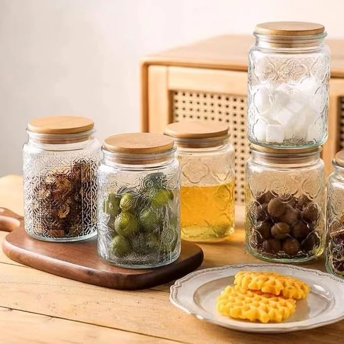 ANSQU Set of 2 Vintage Glass Jars, 23.7 FL OZ Candy Jars - Image 6