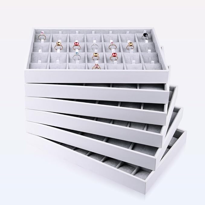 Oirlv Velvet Stackable Jewelry Tray 32 Grids Pendant Organizer Display Showcase - Image 2