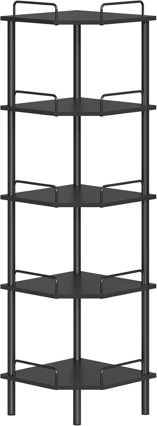 Tajsoon 5 Tier Corner Shelf Stand, Standing Corner Shelf Unit, Industrial by Tajsoon