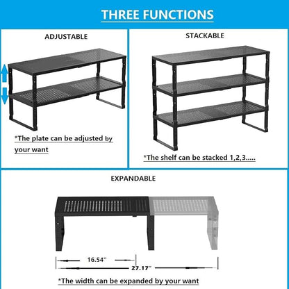 Expandable, Adjustable & Stackable Spice Rack, Cabinet Kitchen Countertop Shelf - Image 4