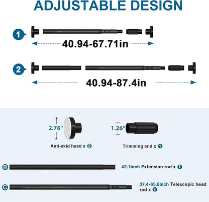 AIZESI 41-86 Inch Heavy Duty Black Tension Curtain Rod - Image 4