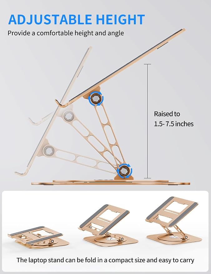 Adjustable Laptop Stand with 360 Rotating Base, Computer Stand - Image 3
