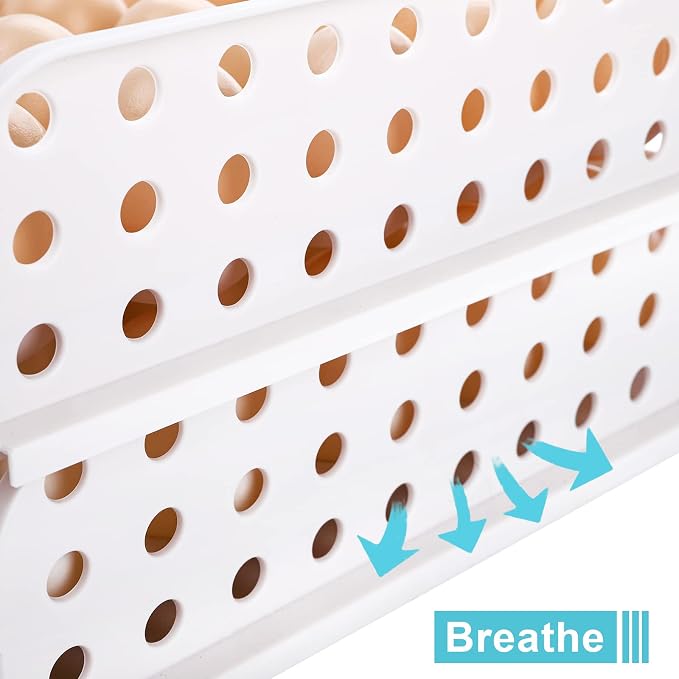 DEAYOU 60 Egg Drawer for Refrigerator, 2-Layer Stackable Egg Holder Storage - Image 3