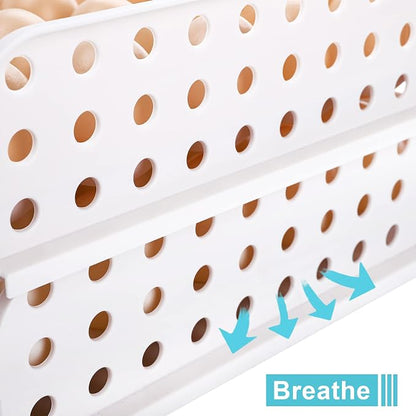 DEAYOU 60 Egg Drawer for Refrigerator, 2-Layer Stackable Egg Holder Storage - Image 3