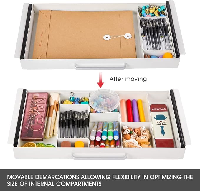 Large Size Under Desk Slide out Pencil Drawer White - Image 3