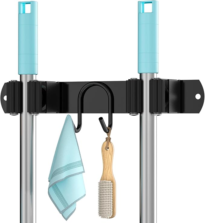 Broom Holder Wall Mount, Stainless Steel Mop and Broom Organizer, Broom Hanger by AURIKAR