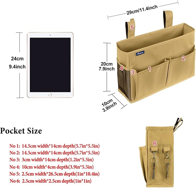 Surblue Bedside Caddy Hanging Organizer Bedside Storage Bag - Image 6