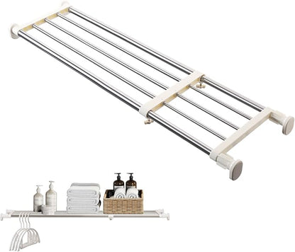 BAOYOUNI Adjustable Closet Rod 33-46" Tension Shelf Wardrobe Organizer | Space by BAOYOUNI