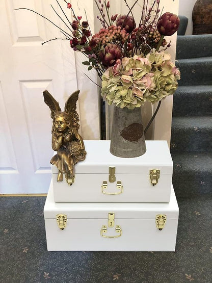 Vixdonos Decorative Metal Box Storage Trunks Set of 2 College Dorm Chest - Image 4