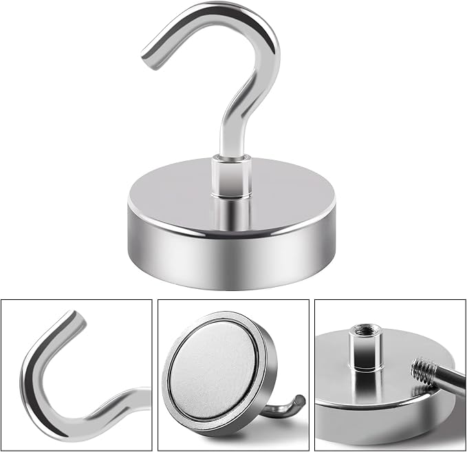 DIYMAG 6 Packs Magnetic Hooks, 170 Lb Heavy Duty Neodymium Magnets - Image 4