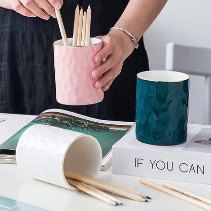Ceramic Pen Holder Stand Cup Pencil Holder Organizer Makeup Brush Holders - Image 2