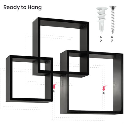 Ballucci Modern Interlocking Cube Floating Shelves, Wall Mount Wood Square - Image 5
