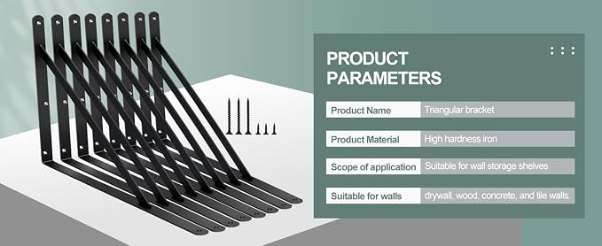 12 Pack L18 x H 12" Black Heavy Duty Shelf Brackets - Image 8