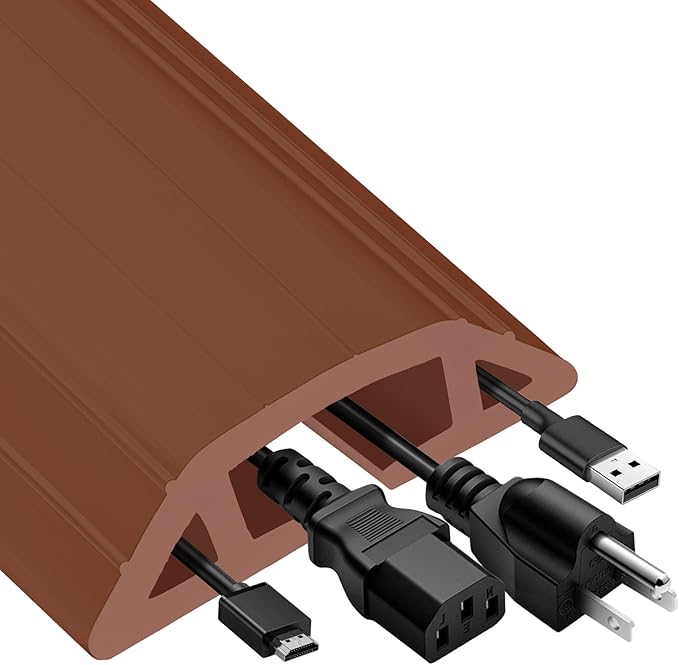 MYFAMIREA 6.5FT Floor Cord Cover Heavy Duty Cable Cover Protector 3 Channels by MYFAMIREA