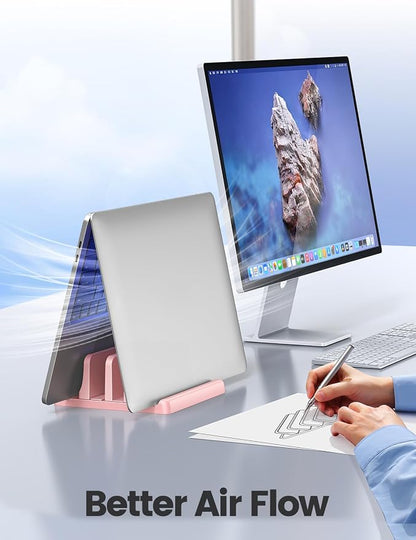 Vaydeer Vertical Laptop Stand for Desk, Dual Slots Plastic Laptop Holder - Image 3
