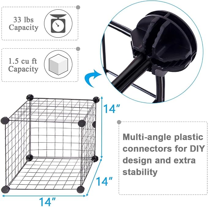 HAPPYGRILL 12-Cube Metal Wire Storage Cubes, Customizable Metal Rack Bookcase - Image 8