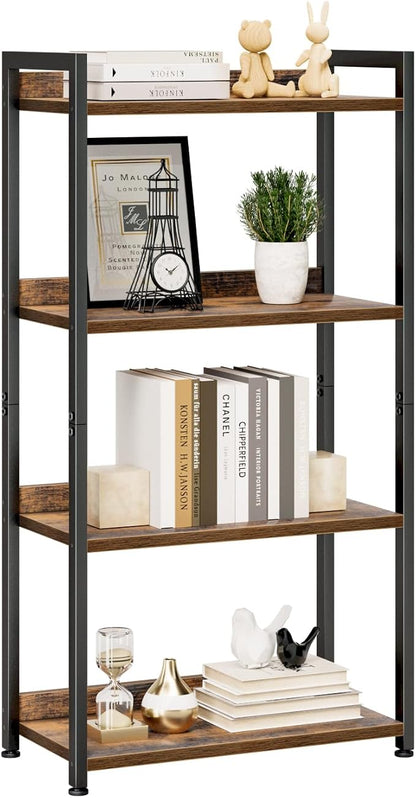 NUMENN Bookshelf, 4 Tier Freestanding Shelving Unit, Vintage | Metal Frame & by NUMENN