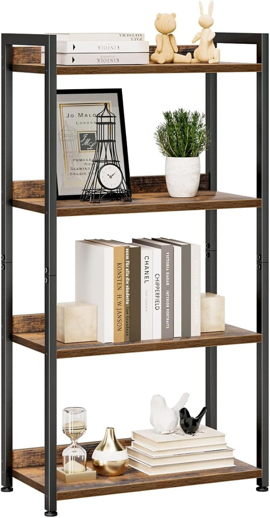 NUMENN Bookshelf, 4 Tier Freestanding Shelving Unit, Vintage | Metal Frame & by NUMENN