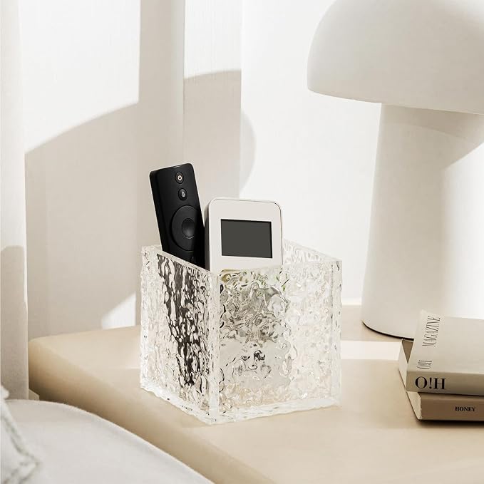 Remote Control Holder, Acrylic Desk Organizer Stone Texture TV Remote Holder - Image 2
