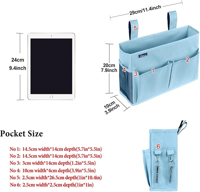 Surblue Bedside Caddy Hanging Organizer Bedside Storage Bag - Image 6