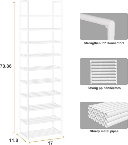 OYREL Sturdy Metal Shoe Rack Organizer, Narrow Shelf Stand - Image 3